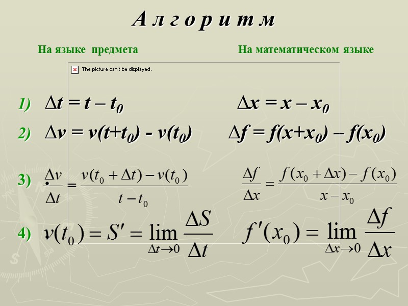 А л г о р и т м   ∆t = t –